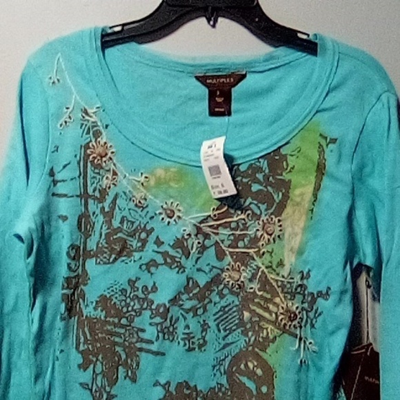 MULTIPLES brand ladies long sleeve pullover top. NWT.  Size Small. - Picture 2 of 7